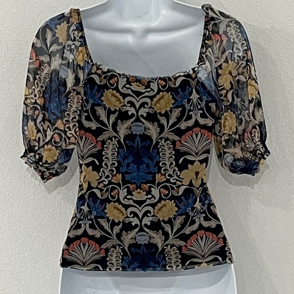 INC Floral Print Sheer Crop Top Size XS - Picture 4 of 6